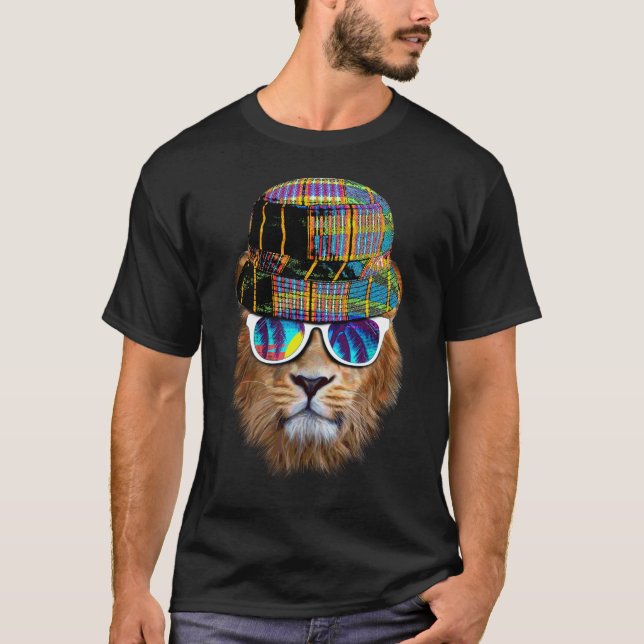 T-shirt Hipster summer lion (Devant)