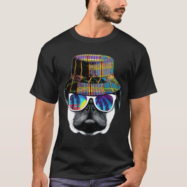 T-shirt Hipster summer pug (Devant)
