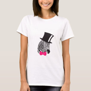 T-shirt Hipster Zebra avec chapeau supérieur et Cravate Bo