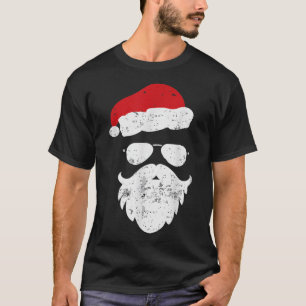 T-shirt Hipsters Père Noël Beard Aviateur Lunettes de sole