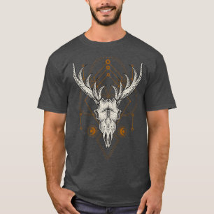 T-shirt Hirsch Totenkopf Okkulte Magie Heilige Geometrie