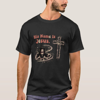 T-shirt "His Name Is Jesus" Vintage Christian Typography 