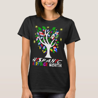 T-shirt Hispanique Mois Du Patrimoine Feuilles Drapeaux De