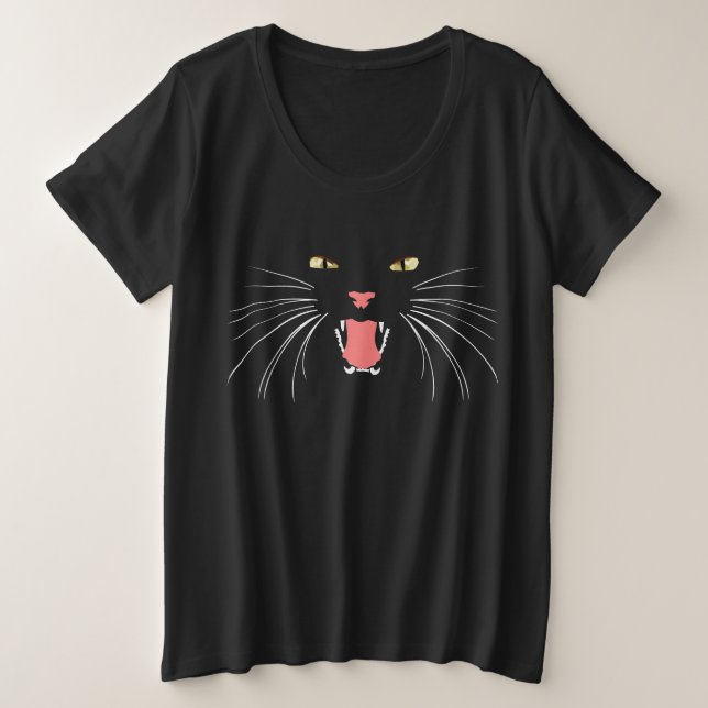 T-shirt Hissing Cat Golden Eyes Plus Taille (Design devant)