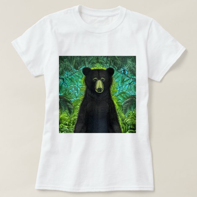 T-shirt Histoire amusante Petit ours noir (Design devant)