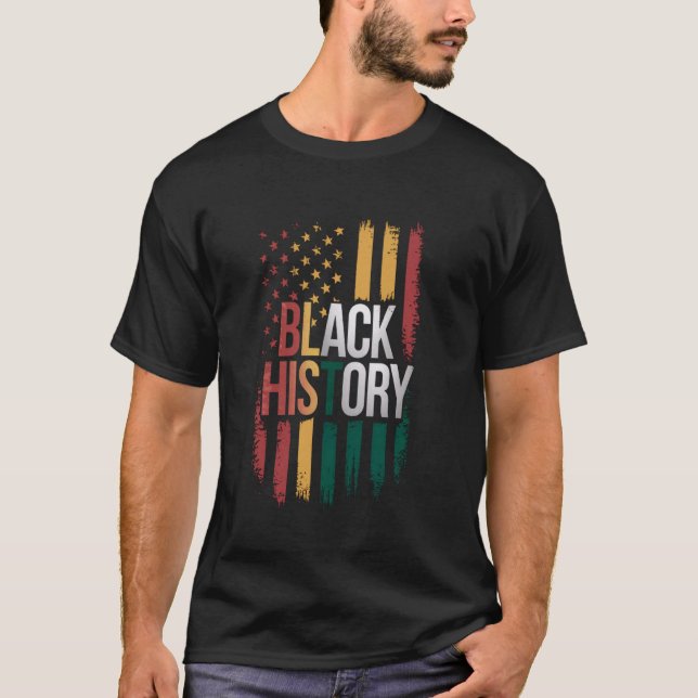 T-shirt Histoire des Noirs Drapeau américain Patriotes Afr (Devant)