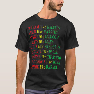 T-shirt Histoire noire Malcolm Martin Harriet Maya Rosa Ba