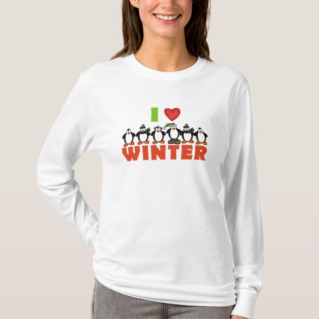 T-shirt Hiver d'amour du pingouin I (Devant)