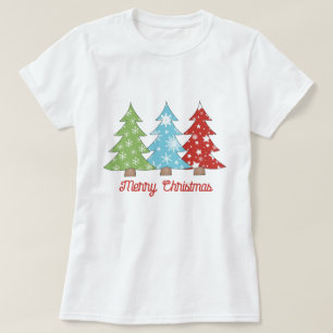 T-shirt Hiver Fun Arbre de Noël Imprimer Tee, Fêtes Noël