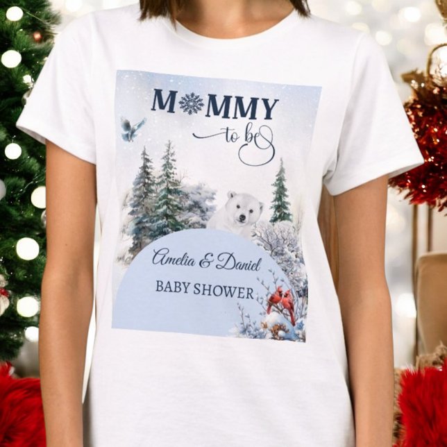 T-shirt Hiver Ours neige Oiseau Maman pour être Baby showe (Créateur téléchargé)