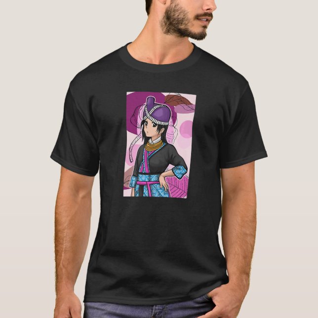 T-shirt Hmong Miao Hmoob Girl Woman Princess Strong Leaves (Devant)