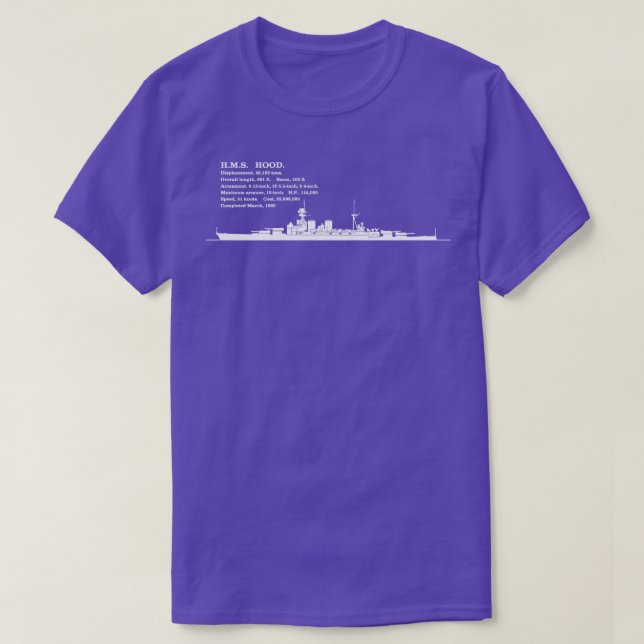 T-shirt HMS Hood Bataillon britannique Silhouette Infograp (Design devant)
