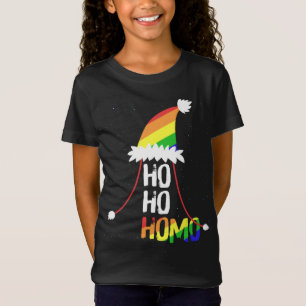 T-Shirt Ho Ho Filles Homos Santa Hat Christmas LGBT Pride 
