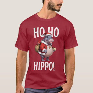 T-shirt Ho Ho Hippo Christmas Humor Design