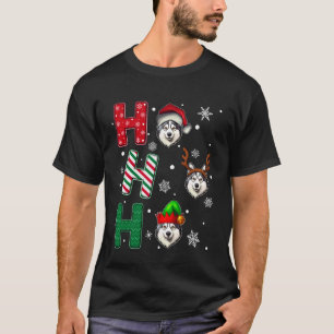 T-shirt Ho Ho Ho Amoureux du chien Malamute d'Alaska Noël