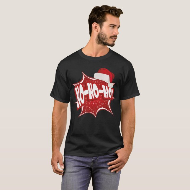 T-shirt Ho Ho Ho | Casquette de Noël moderne (Devant entier)