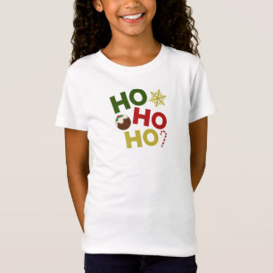 T-Shirt HO HO HO+Christmas Pudding, bonbons, flocon de nei