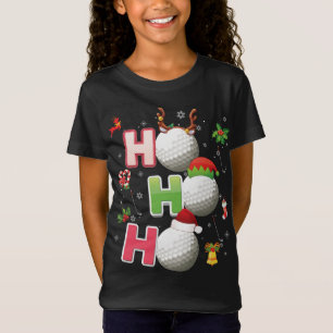 T-Shirt Ho Ho Ho Golf Ball Christmas Père Noël Elf Reindee