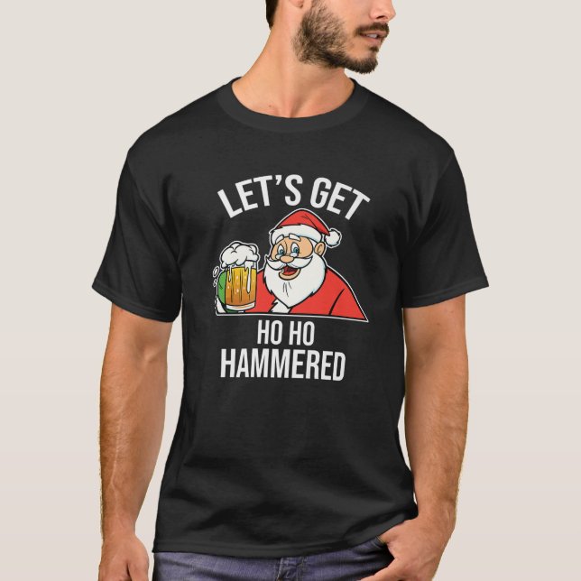 T-shirt Ho Ho Ho Hammered Cool Père Noël Christmas Tee (Devant)