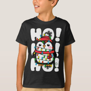 T-shirt Ho Ho Ho Les lumières de Noël mignonne Penguin