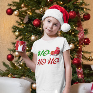 T-shirt Ho Ho Ho Père Noël Sleigh Noël rouge vert