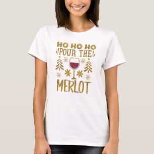 T-shirt Ho Ho Ho Pour la Parties scintillant Merlot Gold N