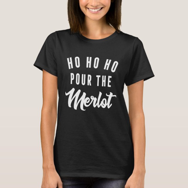 T-shirt Ho Ho Ho Pour Le Vin De Noël Merlo (Devant)