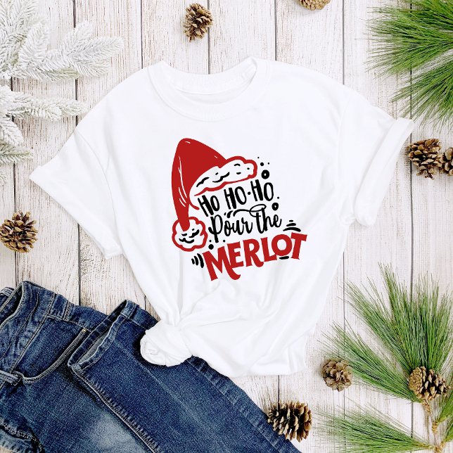 T-shirt Ho Ho Ho Pour le vin Merlot Noël Femmes (Créateur téléchargé)