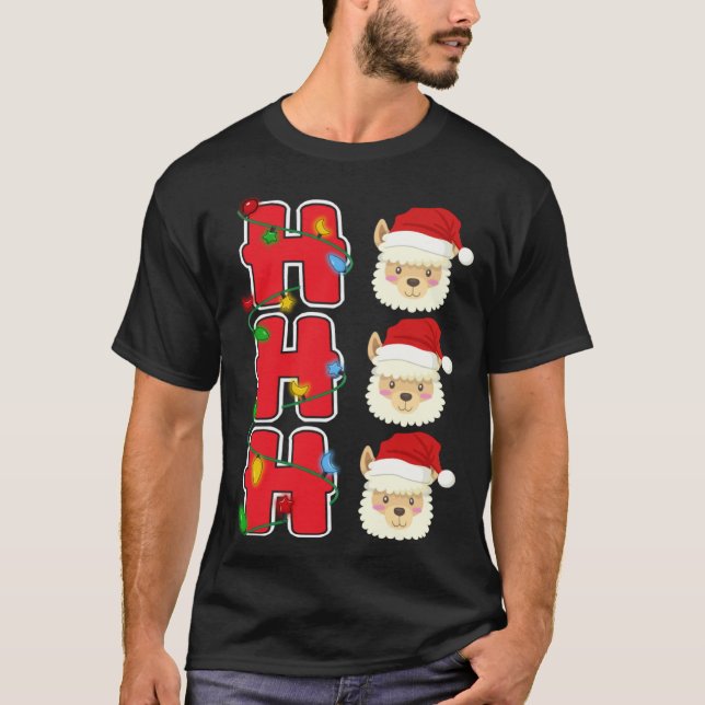 T-shirt Ho Ho Ho Santa Llama Christmas (Devant)
