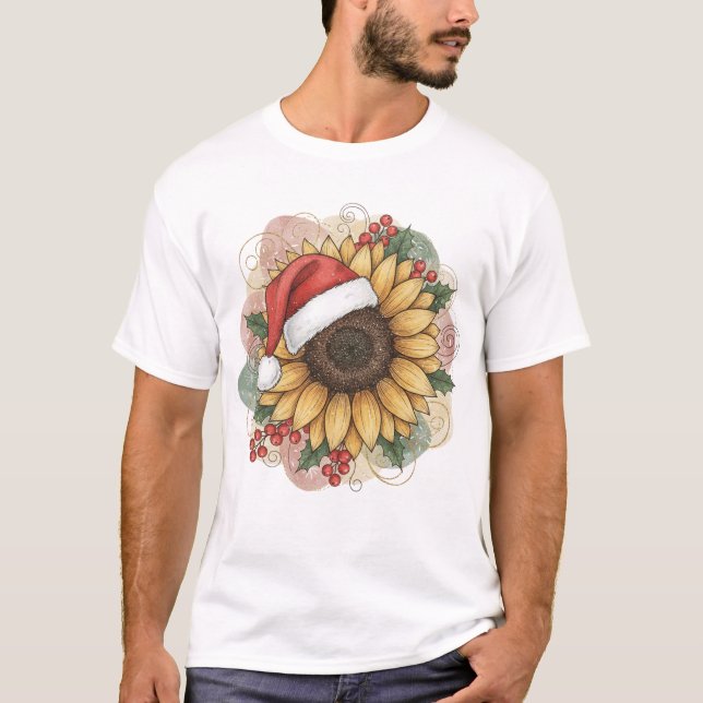 T-shirt Ho Ho Ho Sunflower Santa (Devant)