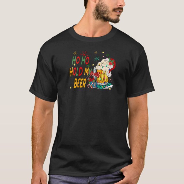 T-shirt Ho Ho Hold My Beer Santa Claus Joyeux Noël 202 (Devant)
