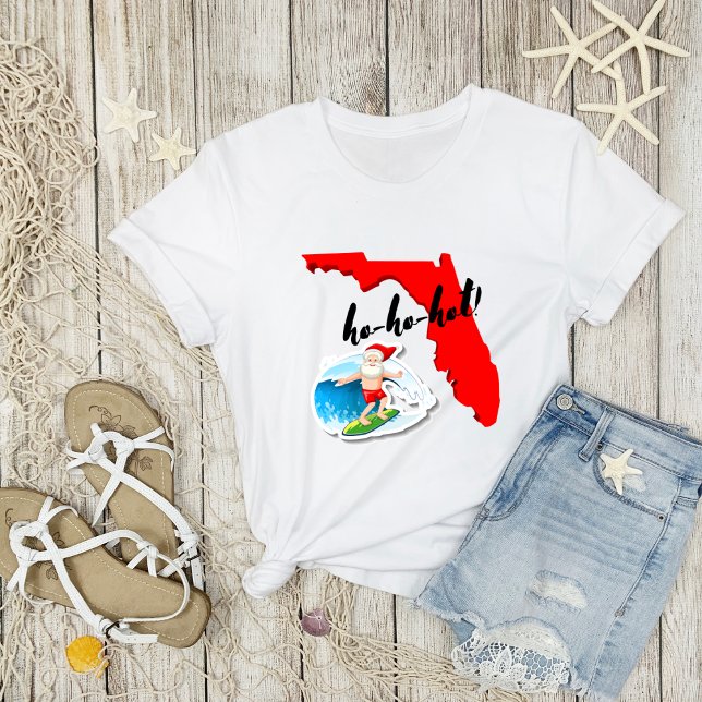 T-shirt ho-ho-hot ! Joyeux Floride Noël Surf Père Noël (Créateur téléchargé)