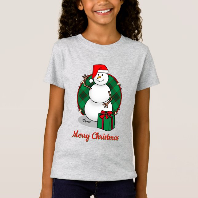 T-Shirt Ho Ho Joyeux Noël Père Noël mignonne Snowman (Devant)
