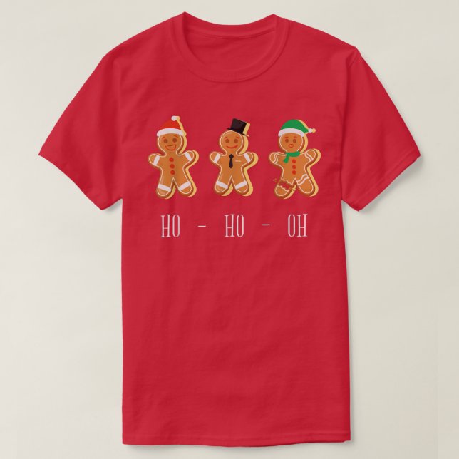 T-shirt HO HO OH Funny Christmas Baking Gingerbread  (Design devant)