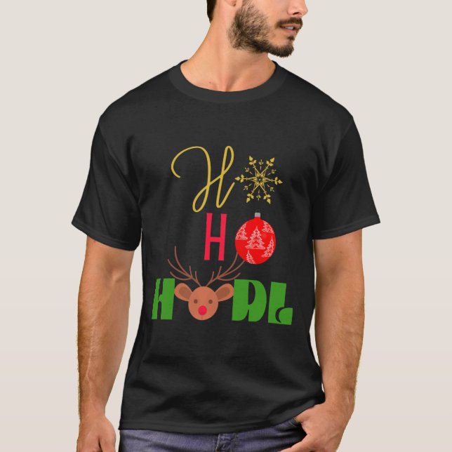 T-shirt HO HODL Funky Noël Cryptomonnaie Design  (Devant)