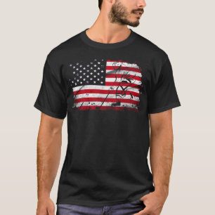 T-shirt Hockey américain sur drapeau Usa Patriotic