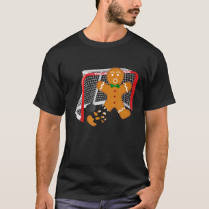 T-shirt Hockey Goalie Funny Christmas Gingerbread Tee Men