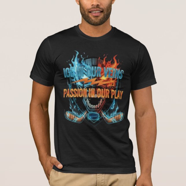 T-shirt Hockey Passion: Ice & Fire Skull Graphic (Devant)