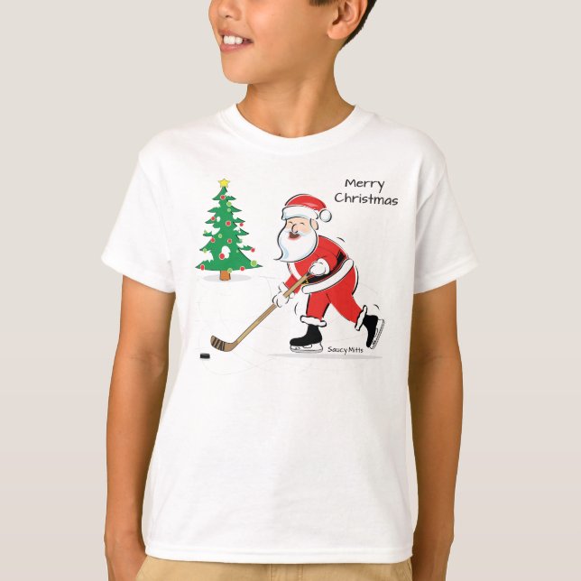 T-shirt Hockey Père Noël Christmas Youth (Devant)