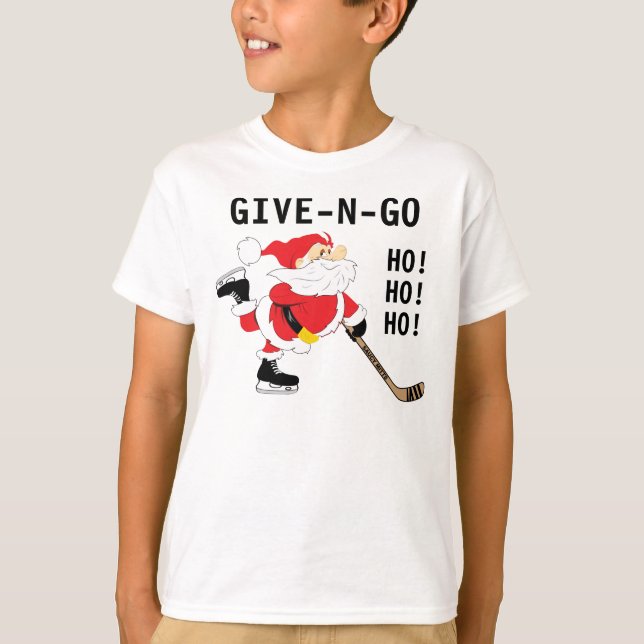 T-shirt Hockey Père Noël Patinage Noël Donner N Go (Devant)