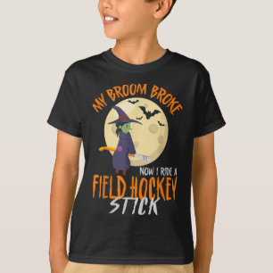 T-shirt Hockey sur gazon Halloween Sorcière Mon Balai Est