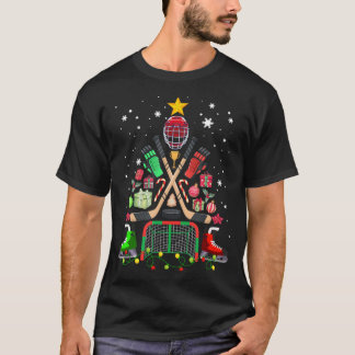 T-shirt Hockey sur glace Arbre de Noël Drôle Noël Pyjama H