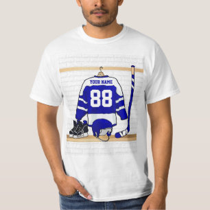 T-shirt Hockey sur glace bleu et blanc personnalisé Jerse