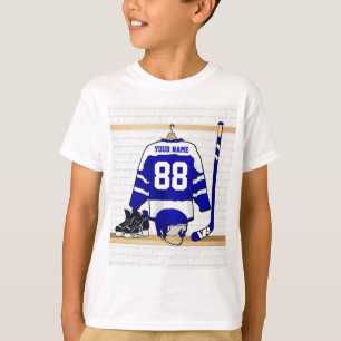 T-shirt Hockey sur glace bleu et blanc personnalisé Jersey