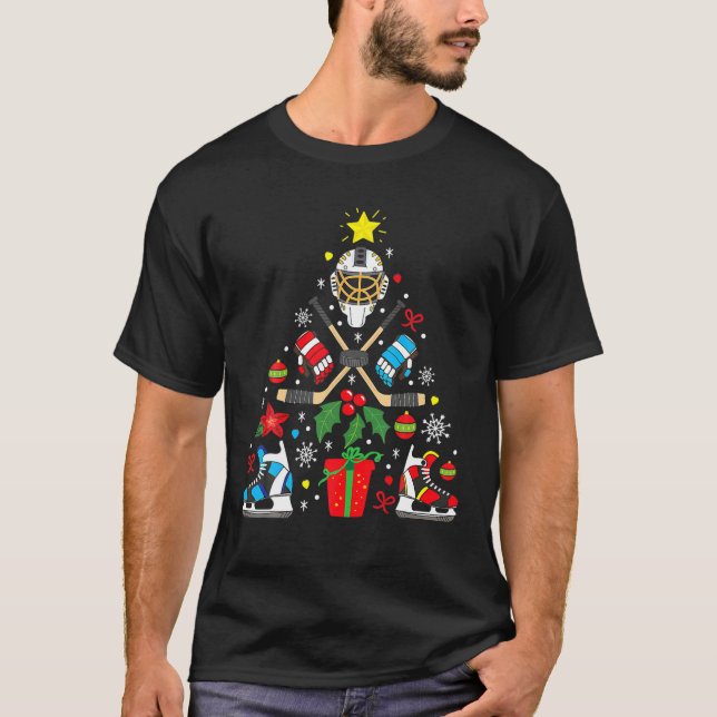 T-shirt Hockey sur glace Ornament de Noël Arbre Garçons Fi (Devant)