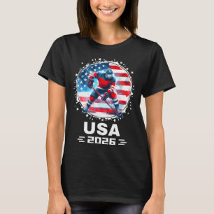 T-shirt Hockey Usa Allez Équipe Usa Drapeau Usa 2026 Hocke