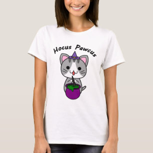 T-shirt Hocus Pawcus - Chat tigré gris - Écriture noire