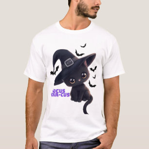 T-shirt Hocus Purr-cus Chat Noir Mignon Art de Halloween C