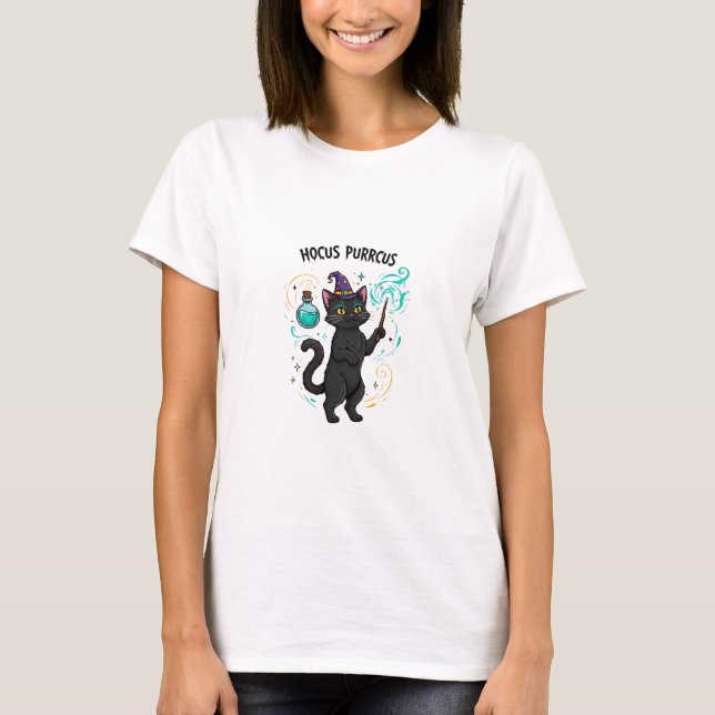 T-shirt Hocus Purrcus - Magique Halloween Femme de chat (Devant)