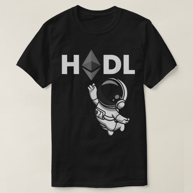 T-shirt HODL Ethereum Astronaut Crypto Design (Design devant)